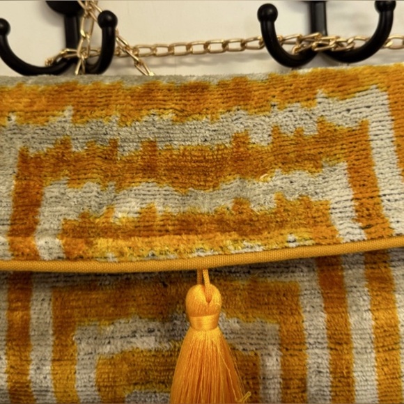 Yellow and Gray Clutch with Tassel - Picture 1 of 1